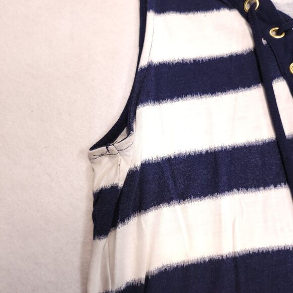 Michael Kors Sleeveless Pullover Blouse Women Size Small S Blue White Striped - Picture 6 of 10